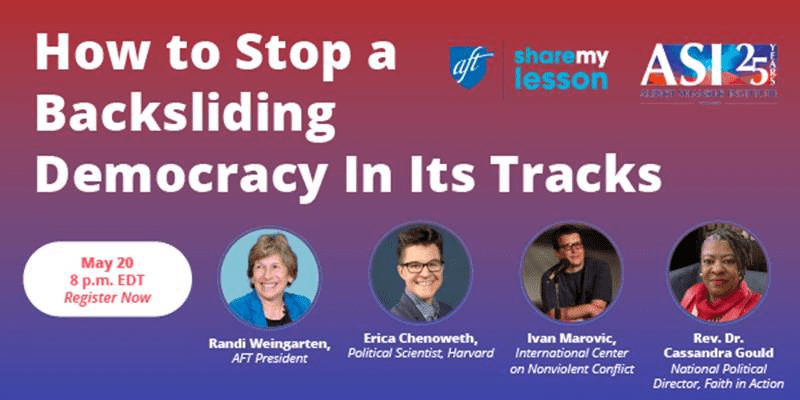 AFT panel discussion 5/20 8pm: How to Stop a Backsliding Democracy in its&nbsp;Tracks
